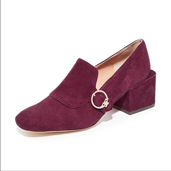 Tory Burch Tess 50mm Classic Suede Loafers In Burgundy Size 6.5 - Picture 1 of 7